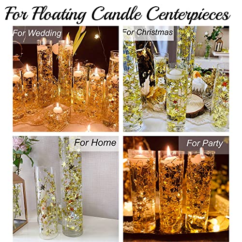 TeaSu Glitter Gold Star Garland for Floating Candle Centerpieces, 12Pcs 38 Inch Tinsel Star Vase Filler for Weddings, Christmas - Gold - Image 3