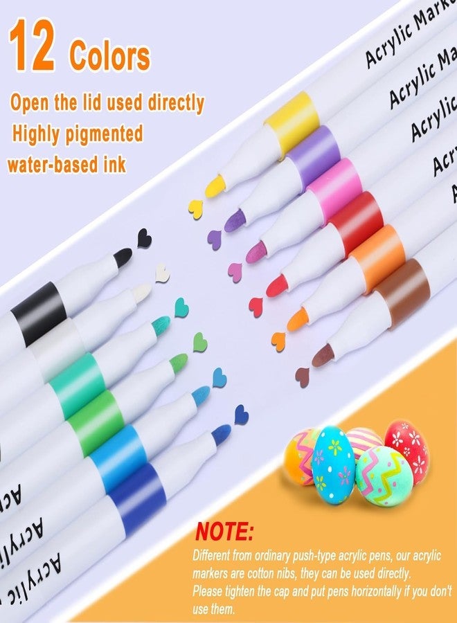 Corslet Acrylic Paint Markers Set of 12 – Acrylic Pens for Painting on Rock, Wood, Glass, Canvas & Ceramic, Vibrant Marker Colour Set for Kids & Artists, Fine & Bold Point Paint Pens for Craft - Image 3