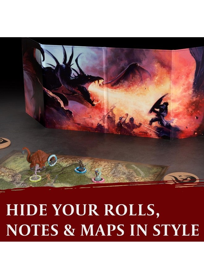 لينكس شاشة DND DM الإصدار الخامس - شاشة D&D Dungeon Master مطبوعة بالألوان الكاملة مع إضافات قابلة للتخصيص - ملحقات Dungeons and Dragons GM / Game Master، هدية للرجال والنساء. إخفاء رميات النرد والخرائط والكتب. - Image 5