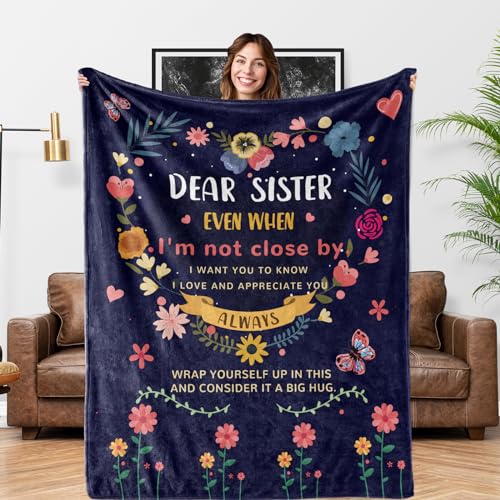 AISDE Sister Gifts Blanket, Sister Gifts from Sisters, Sisters Birthday Valentines Presents Throw Blanket 60'' x 50'' - Image 1