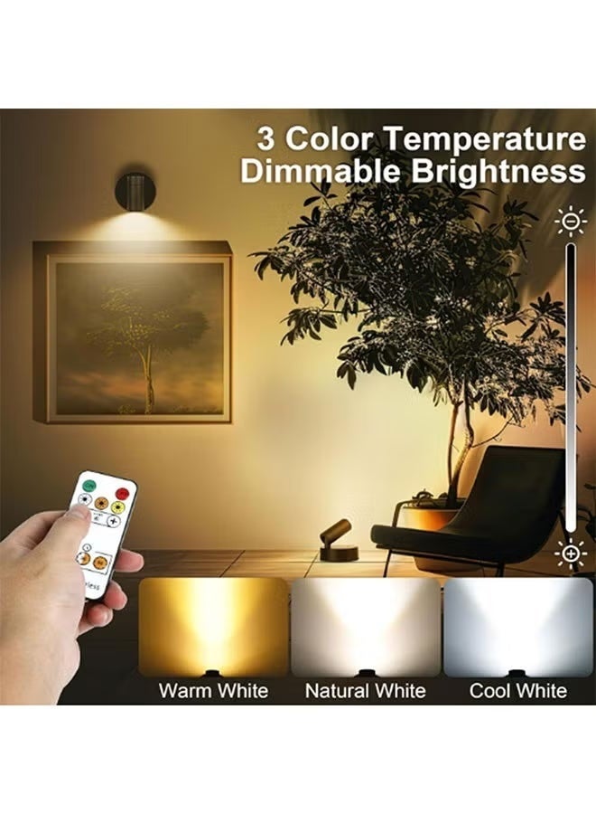 أضواء سبوت لاسلكية داخلية قابلة لإعادة الشحن وإضاءة داخلية مع مؤقت وقابلة للتعتيم 3CCT أضواء شجرة داخلية تعمل بالبطارية كشاف ليد أضواء مميزة داخلية للأعمال الفنية النباتية - أسود - Image 5