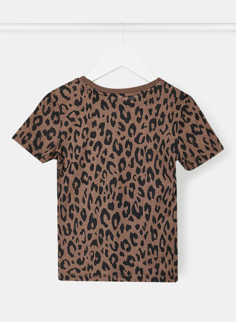 ONLY Girls Leopard Crew Neck T-Shirt