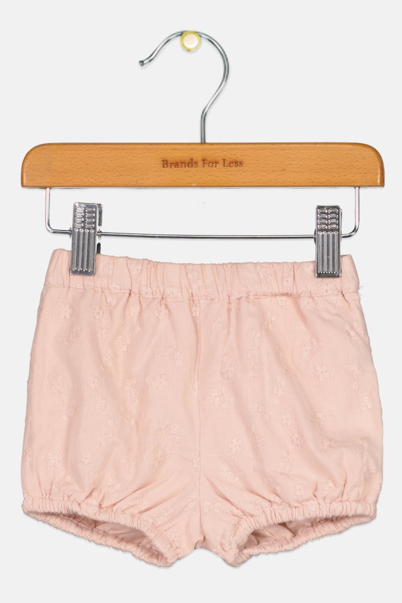 NAME IT Toddlers Girl Embroidered Basic Shorts, Light Peach - Image 1