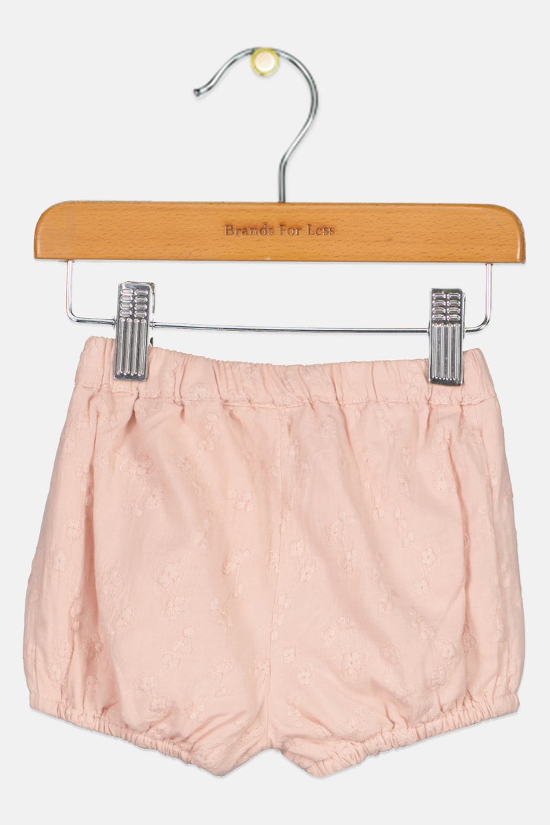 NAME IT Toddlers Girl Embroidered Basic Shorts, Light Peach - Image 2