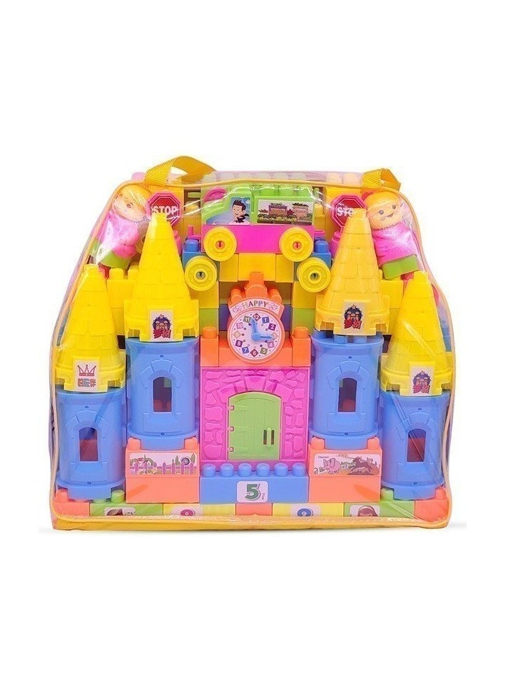 TOY GARDEN Colorful Castle Building Block Toy Set for Kids: Educational and Fun Play with Bright Towers, Figures, Vehicle, and Numbered Blocks for Creative Development and Imaginative Learning  - Image 1