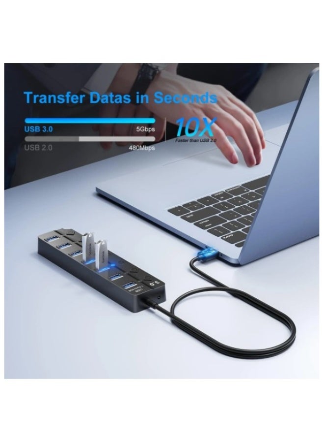 Terabyte USB 3.0 7PORT HUB With Individual Switches And Lights - Image 3