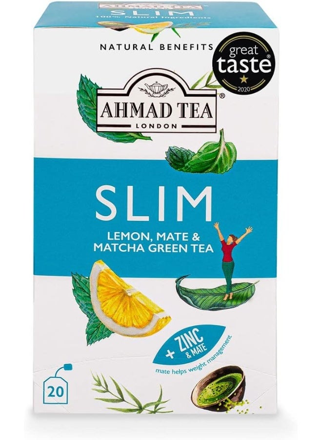 Ahmad Tea Slim Infusion with Matcha, Mint, and Lemon Balm - 20 Tea Bags - Image 1