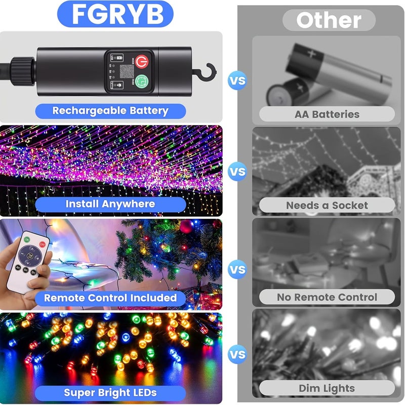 أضواء خرافية متعددة الألوان قابلة للشحن عبر USB 100 LED مع جهاز تحكم عن بُعد - Image 4