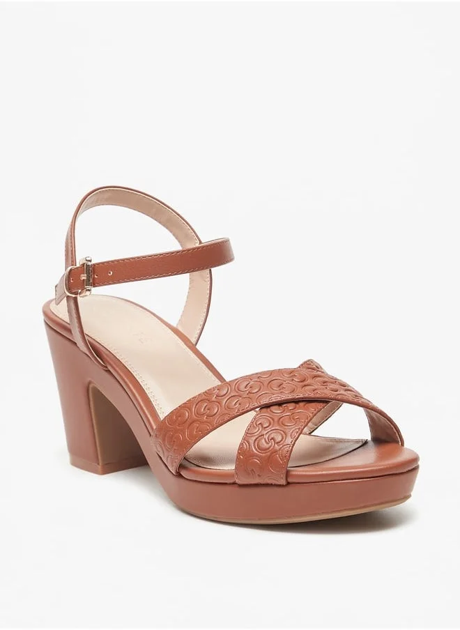 Celeste Women'S Cross Strap Sandals With Block Heels And Buckle Closure