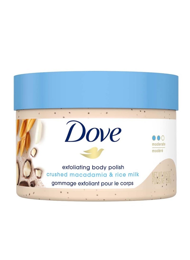 Dove (Dove) - Dove Exfoliating Body Polish| Body Scrub Deeply Nourishing Crushed Macadamia and Rice Milk Moisturises and Brightens Skin Sulphate Free 298gm - Image 1