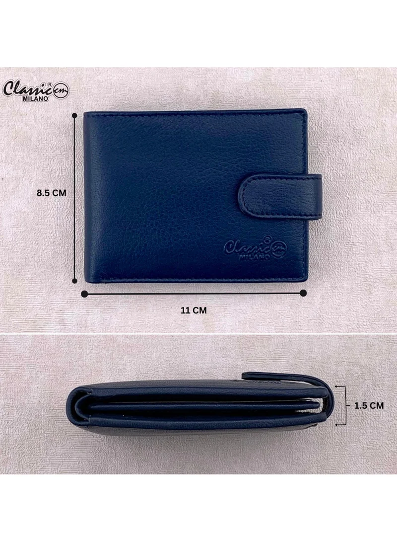 Classic Milano Blue (GTF-07-EM) Classic Milano Men’s Wallet – Slim Bifold Leather Wallet for Men with RFID Blocking, Multiple Card Slots & Middle Zip – Stylish Mens Purse Wallets Gift for Husband, Father for Men | Best Price UAE