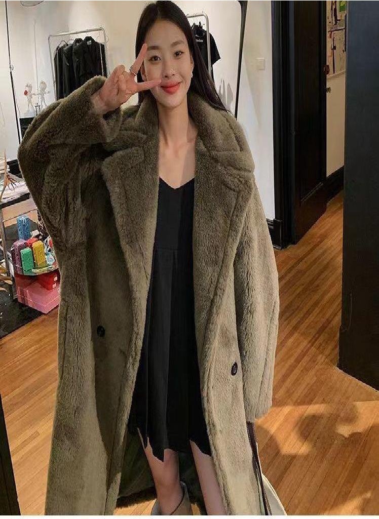 Eckek - Long Teddy Bear Jacket Coat Women Winter Thick Warm Oversized Chunky Outerwear Overcoat Women Faux Lambswool Fur Coats - Image 1