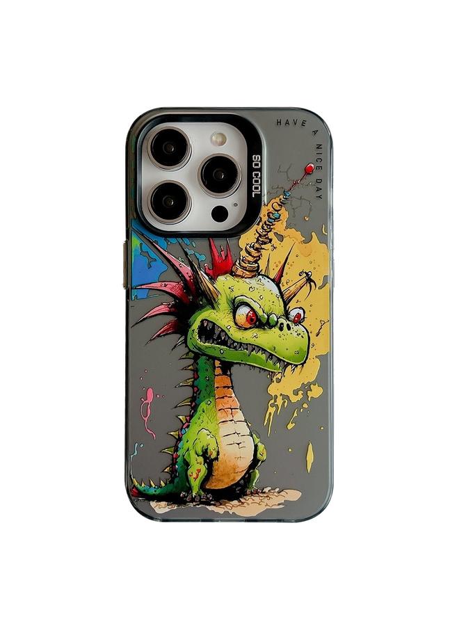 اس-توب جراب لهاتف iPhone 16 Pro بنمط حيواني من سلسلة لوحات زيتية من البولي كربونات + جراب هاتف من مادة TPU - Image 1