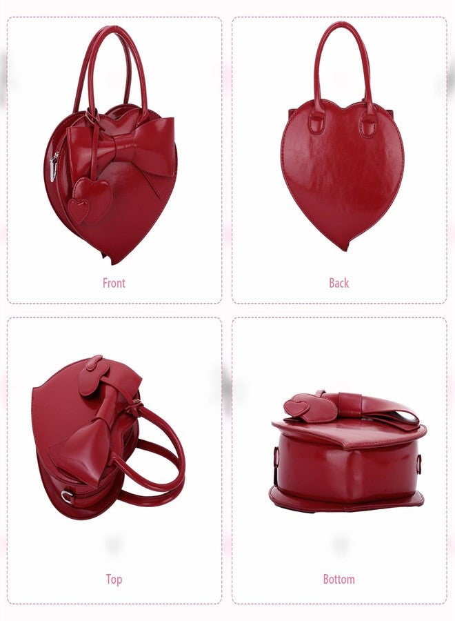 KUANG! Women's Bowknot Tote Purse Shoulder Bag Heart Crossbody Pu Leather Top Handle Handbag for Women - Image 3