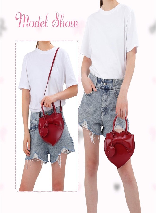 KUANG! Women's Bowknot Tote Purse Shoulder Bag Heart Crossbody Pu Leather Top Handle Handbag for Women - Image 2