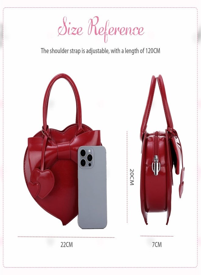KUANG! Women's Bowknot Tote Purse Shoulder Bag Heart Crossbody Pu Leather Top Handle Handbag for Women - Image 4