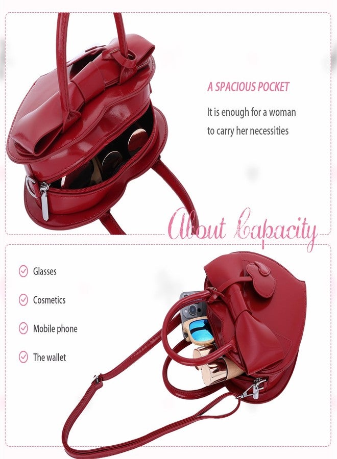 KUANG! Women's Bowknot Tote Purse Shoulder Bag Heart Crossbody Pu Leather Top Handle Handbag for Women - Image 5