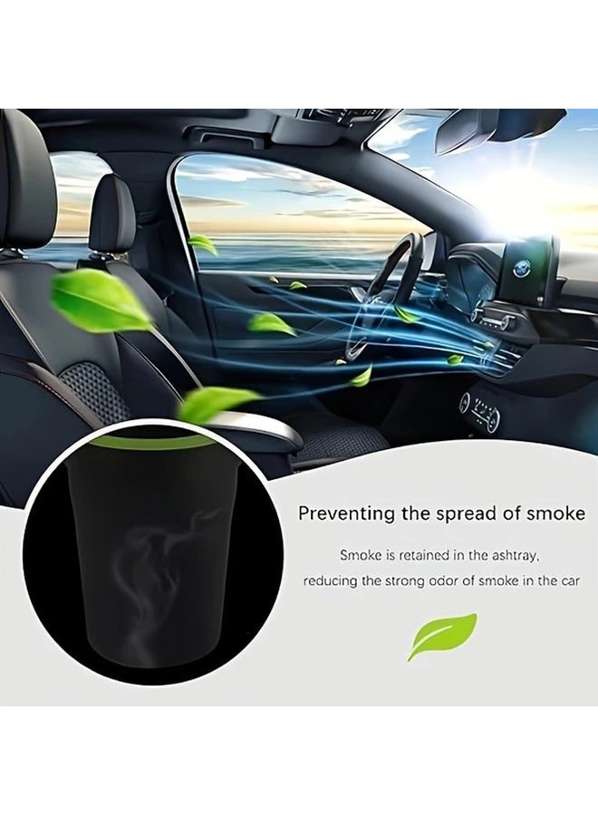 Blue Glow In Dark Self Extinguishing Portable Car Ashtray With Lid Odor Proof - Image 3