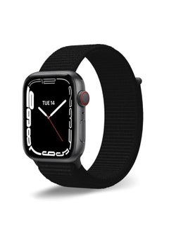 Nylon Sport Strap For Apple Watch Series 10 9 8 7 6 5 4 SE 38/40/41/42mm Soft Breathable Adjustable Sport Smartwatch Band - Black