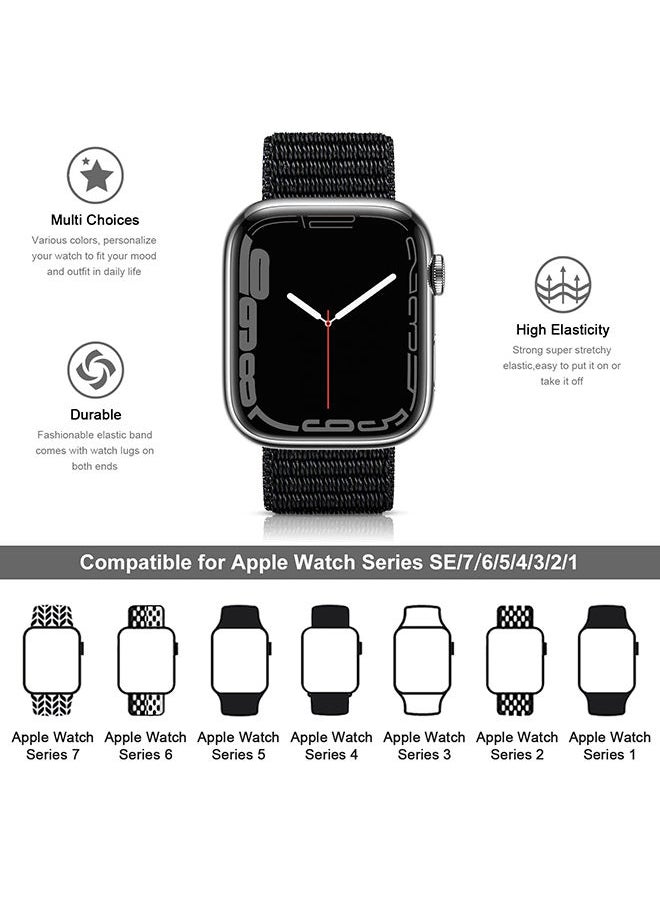 O Ozone - Nylon Sport Strap For Apple Watch Series 10 9 8 7 6 5 4 SE 38/40/41/42mm Soft Breathable Adjustable Sport Smartwatch Band - Black - Image 1