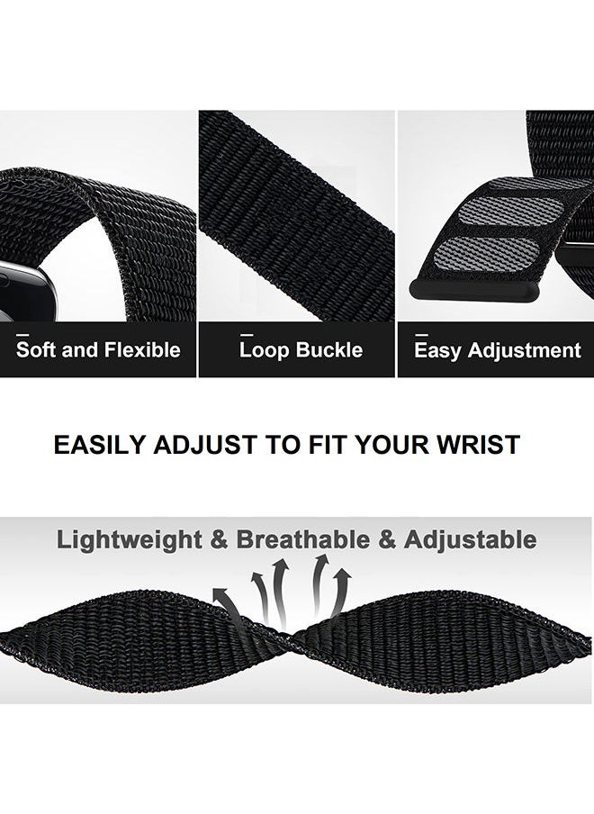 O Ozone - Nylon Sport Strap For Apple Watch Series 10 9 8 7 6 5 4 SE 38/40/41/42mm Soft Breathable Adjustable Sport Smartwatch Band - Black - Image 1