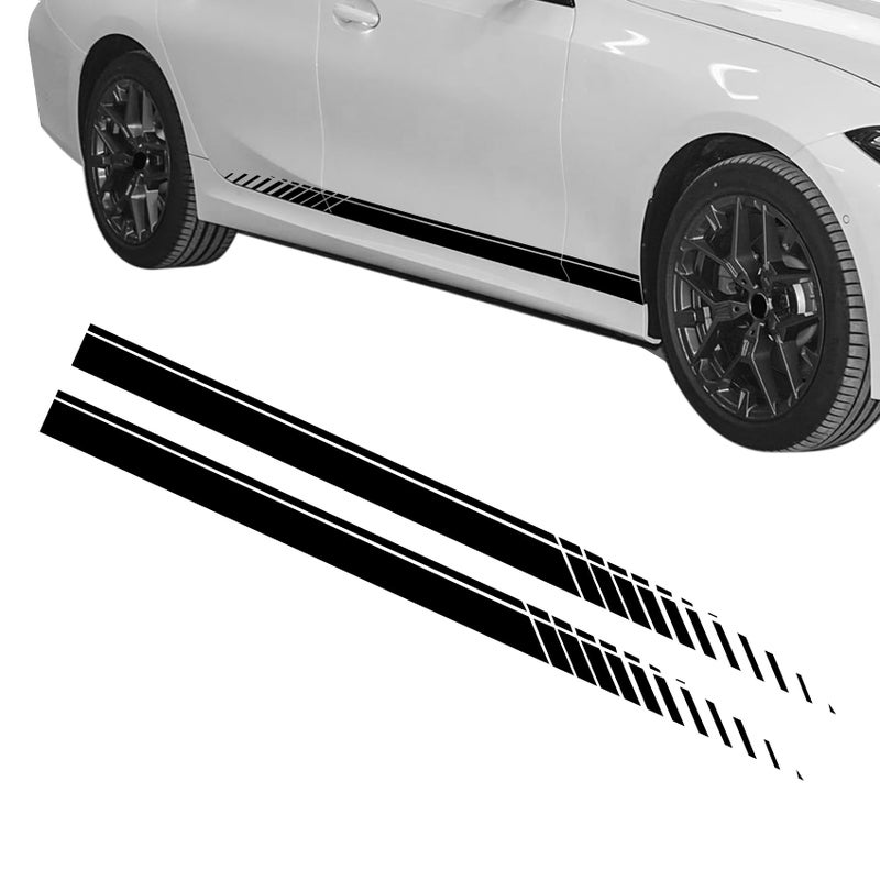 Rebvugr 2PCS Sports Racing Stripe Graphic Stickers Car Decals Auto Body Side Sport Racing Stripe Graphic Sticker Car Decoration Accessories Vinyl DIY Modified Stripe Decal for Most Vehicles Black - Image 3