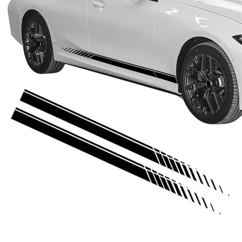 Rebvugr 2PCS Sports Racing Stripe Graphic Stickers Car Decals Auto Body Side Sport Racing Stripe Graphic Sticker Car Decoration Accessories Vinyl DIY Modified Stripe Decal for Most Vehicles Black - Image 1