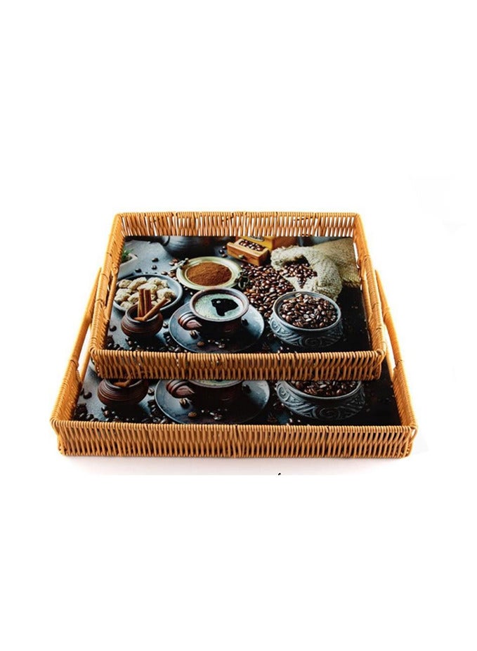 Two-piece serving tray set with a modern printed design - Image 2