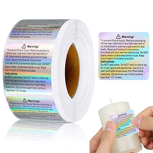 Vshinic 600 PCS Wax Melt Warning Labels, Safety Stickers for Candle Jars, Tins, Containers - Making Supplies, 1.8 x 1.5 Inches - Image 1