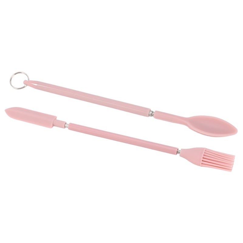 Telescopic Silicone Spatula Pink Reusable Jar Scraper Retractable Mini Makeup Spatula Spoon Set for Cosmetics - Image 3