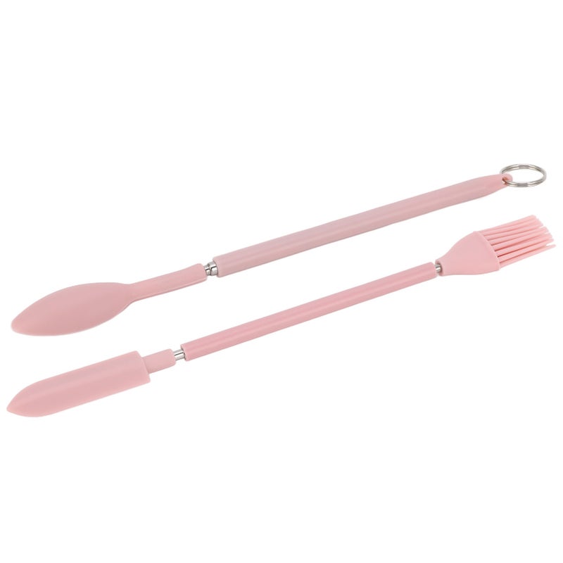 Telescopic Silicone Spatula Pink Reusable Jar Scraper Retractable Mini Makeup Spatula Spoon Set for Cosmetics - Image 4