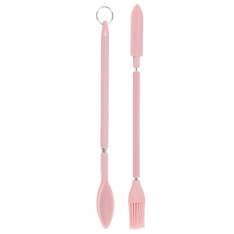 Telescopic Silicone Spatula Pink Reusable Jar Scraper Retractable Mini Makeup Spatula Spoon Set for Cosmetics - Image 2