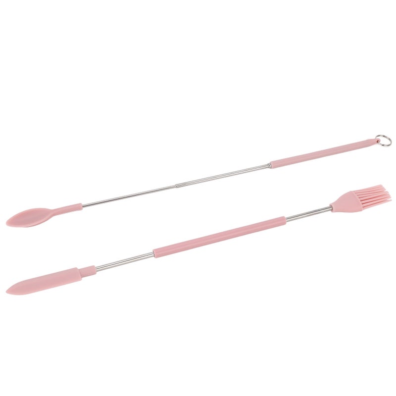Telescopic Silicone Spatula Pink Reusable Jar Scraper Retractable Mini Makeup Spatula Spoon Set for Cosmetics - Image 5