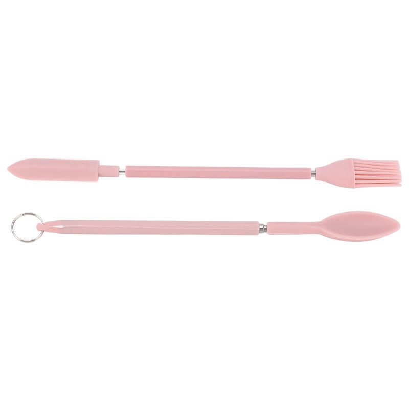 Telescopic Silicone Spatula Pink Reusable Jar Scraper Retractable Mini Makeup Spatula Spoon Set for Cosmetics - Image 1