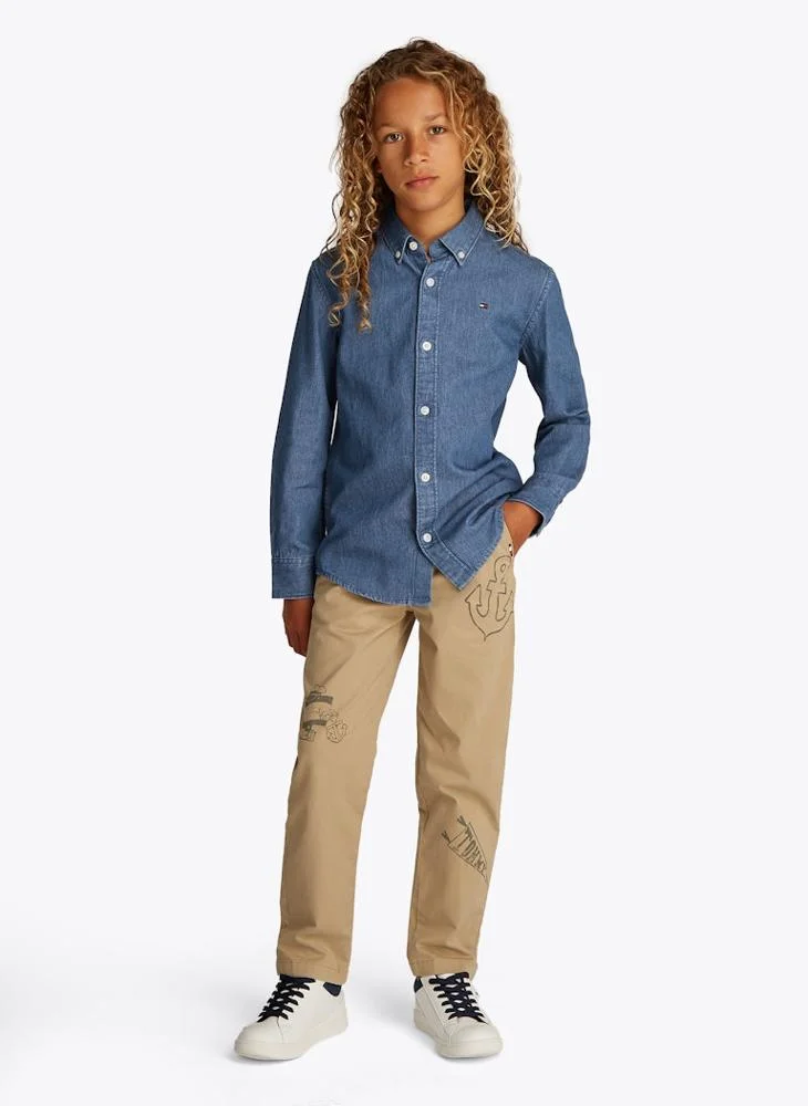 تومي هيلفيغر Kids Denim Chambray Ls Shirt