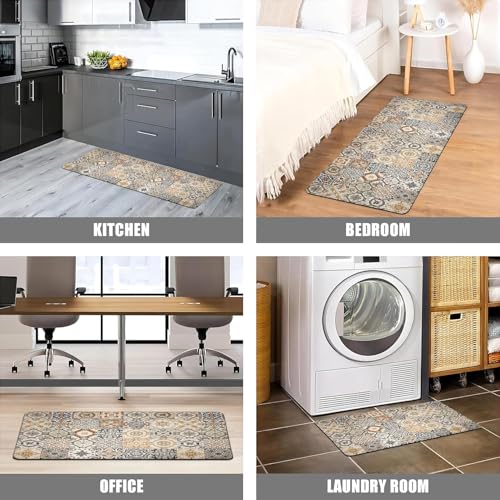 Home-Cloud HomeCloud Rectangular Rubber Kitchen Mats For Floor Set of 2 Pcs | Non-Skid, Soft Absorbent Rugs For Kitchen, Laundry, And Hallway | 120x40Cm, 40x60cm| 4MM Thickness (Blue_Orange_Multi) - Image 5
