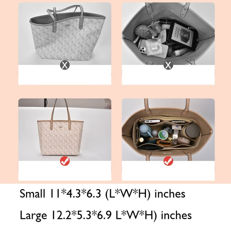 Lckaey Purse Organizer Insert for coach bag insert tote organizer purse small hand large1082grey side pull-S - Image 5