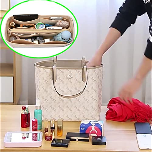 Lckaey Purse Organizer Insert for coach bag insert tote organizer purse small hand large1082grey side pull-S - Image 3