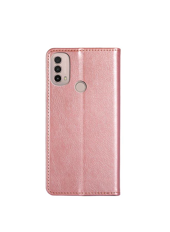 اس-توب جراب لهاتف موتورولا موتو E40، جراب هاتف من الجلد المغناطيسي بلون سادة لامع وزيتي - Image 3