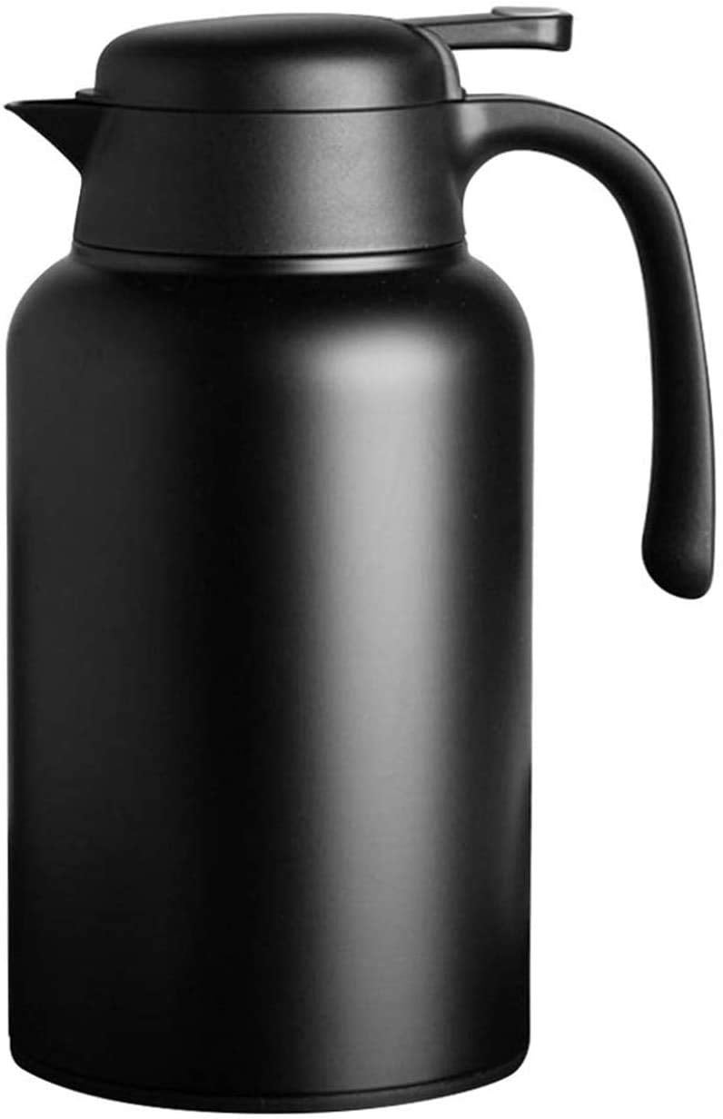 Luvan 2L Thermal Carafe 304 1810 Stainless Steel Double Walled Vacuum Insulated Coffee Carafe Jugs with Press Button Top12 Hrs Heat24 Hrs Cold RetentionBPA Freefor CoffeeTeaBeverageBlack
