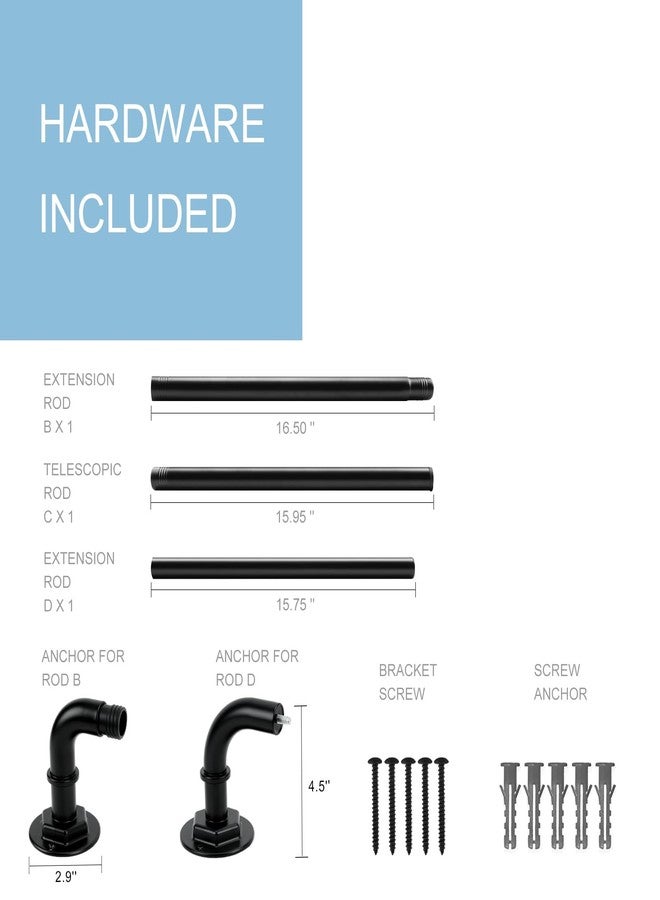Byondeth Curtain Rods for Windows 16 to 45 Inches Adjustable Blackout Wrap Around 1 Inch Diameter Curtain Rod, Black - Image 4
