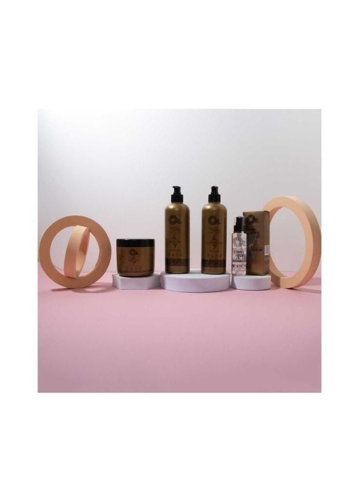 Oplus Keratin and protein treated hair care set Shampoo 500 ml Conditioner 500 ml Mask 500 ml Anti frizz serum 110 ml - Image 2