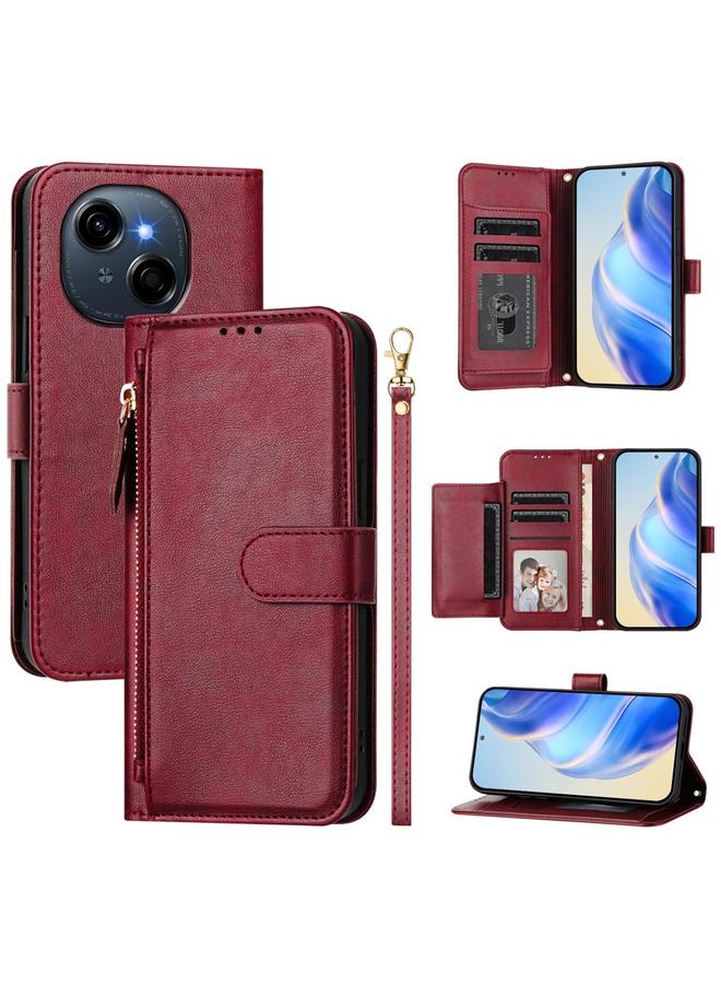 erorex Case For Tecno Spark Go 1 / Spark Go 2025 / Pop 9 Multi-Card Slots Zipper Wallet Leather Phone Case - Image 1