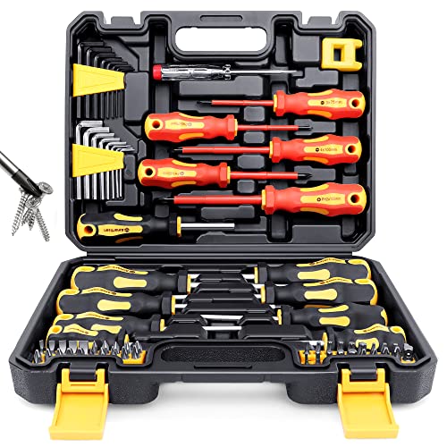 Amartisan Magnetic Screwdrivers Set with Case, Amartisan 72-piece Includs Slotted, Phillips, Hex, Square, Pozidriv,Torx Bits and Insulated Screwdriver Set (1000V), Tools for Men - Image 1