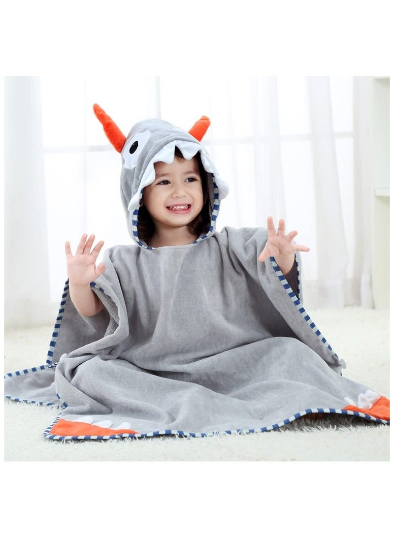 كابتن تيك رداء حمام قطني، منشفة شاطئ فاخرة بغطاء للرأس للأطفال الصغار للأولاد والبنات، رداء حمام للأطفال على شكل حيوانات ناعم وماص - Image 5