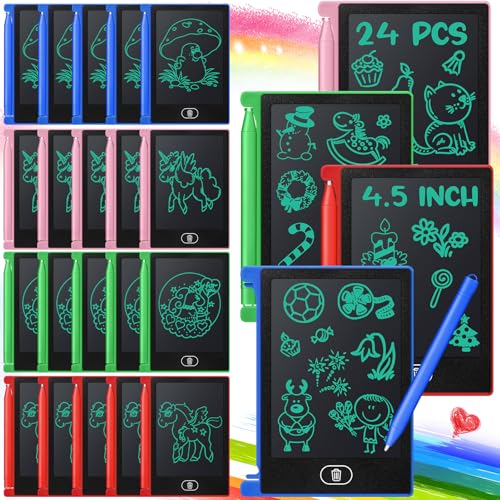 Zhehao 24 Pack LCD Mini Writing Tablet for Kids 45 Inch Doodle Board Bulk Erasable Reusable Electronic Drawing Pad Birthday Party Favors Goodie Bag Classroom GiftsBluePinkGreenRed - Image 1