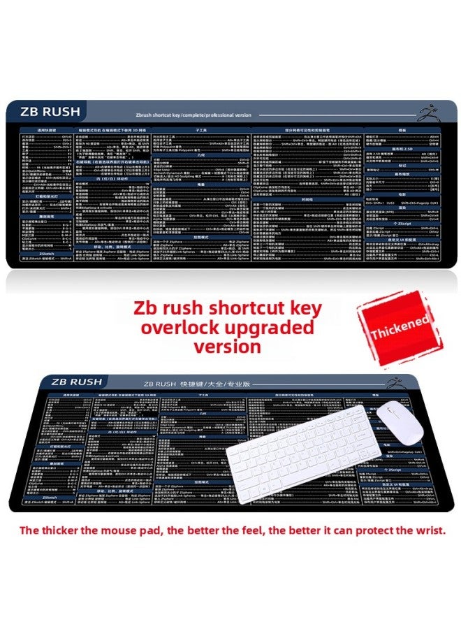[blender Shortcut Key] Oversized WPS Desk Pad IDEA Office Mouse Pad Da Vinci Keyboard Computer Pad-Color:700*300*3mm-Pattern:ZB RUSH Shortcuts  - Image 1