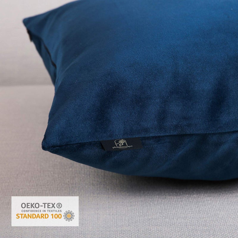 Phantoscope Pack of 2 Velvet Decorative Throw Decorative Pillow Cover Soft Solid Square Cushion Case for Couch Navy Blue 24 x 24 inches 60 x 60 cm - Image 3