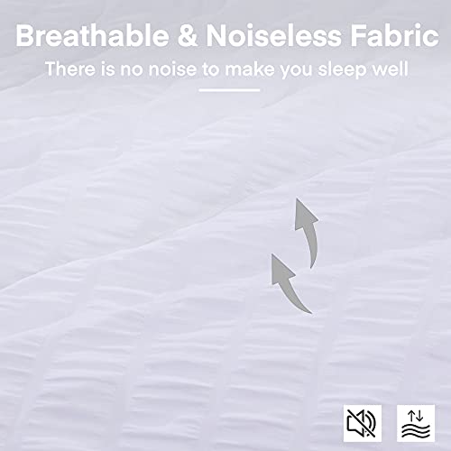 AveLom Seersucker King Comforter Set (104x90 inches), 3 Pieces - 100% Soft Washed Microfiber Lightweight Comforter with 2 Pillowcases, All Season Down Alternative Comforter Set for Bedding, White - Image 5
