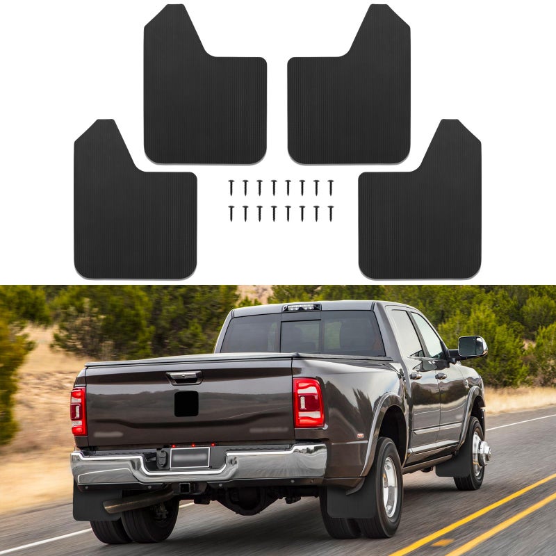 keepdsgn 4PCS Universal Mud Flaps for Pickup Trucks Vehicles Mudguard Splash Guards Front and Rear Set Flexible and Bendable Mudflaps Dirty Traps Fender Flares Compatible with Dodge Ram Ford GMC Toyota Tacoma - Image 1